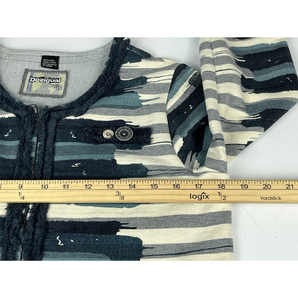 Desigual Women's Jacket Blue/White Cotton Hook&Eye Closure Size L - Picture 9 of 12